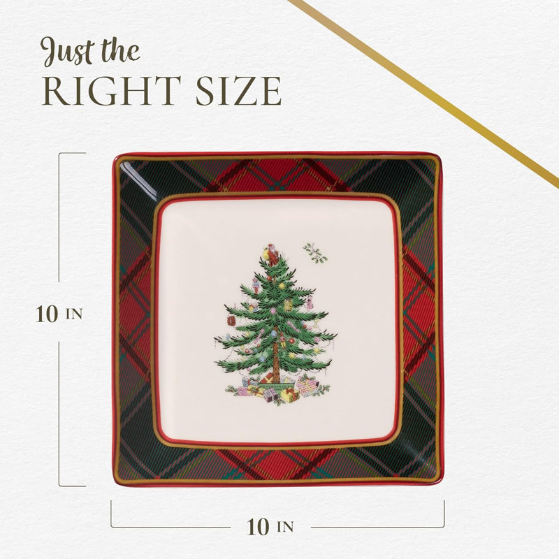 Spode Christmas Tree Christmas Tree Tartan Square Platter