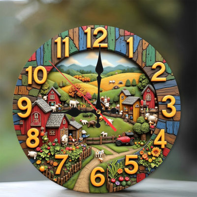 horloge de ferme scène de campagne animaux de campagne