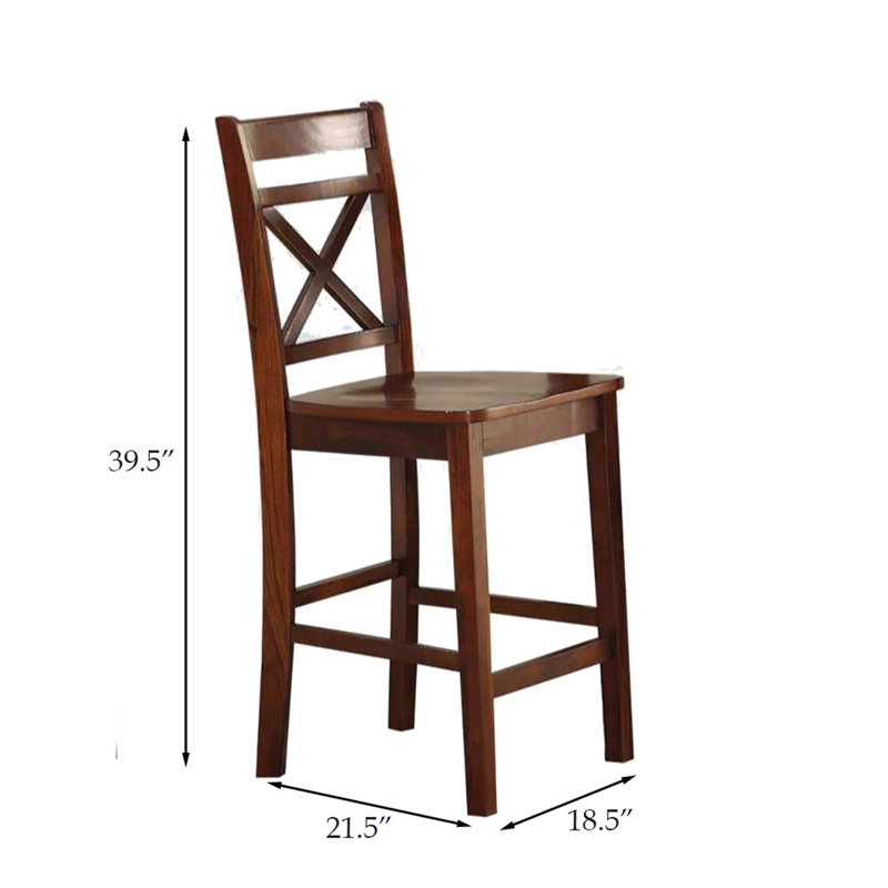 Ensemble de chaises à hauteur de comptoir en croix (ensemble de 2), Brun