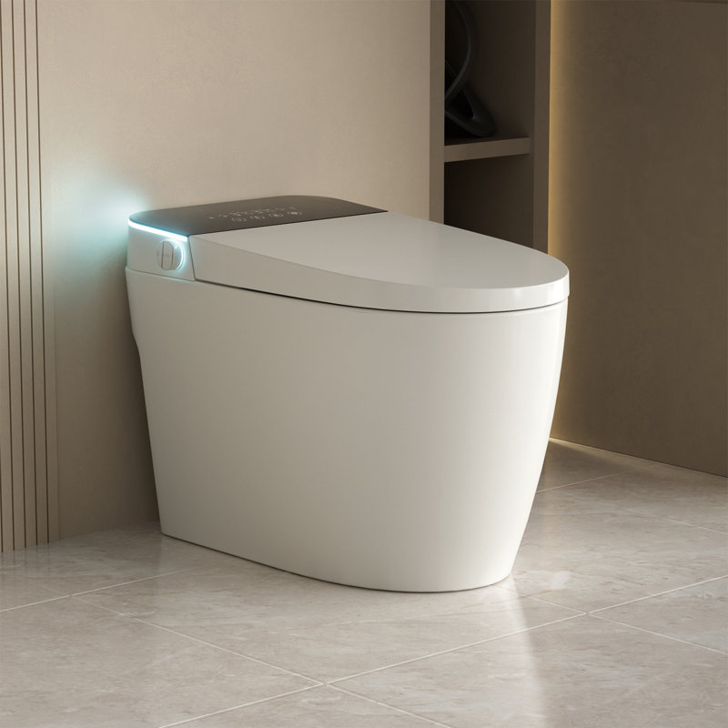 Toilette intelligente avec siège chauffant, affichage moderne, 4 modes de lavage, réglages de température multiples, chasse d'eau automatique, capteur et télécommande pour la salle de bain