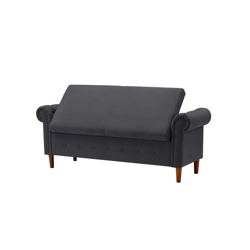 Bennison Upholstered Ottoman, Linen, Dark Gray