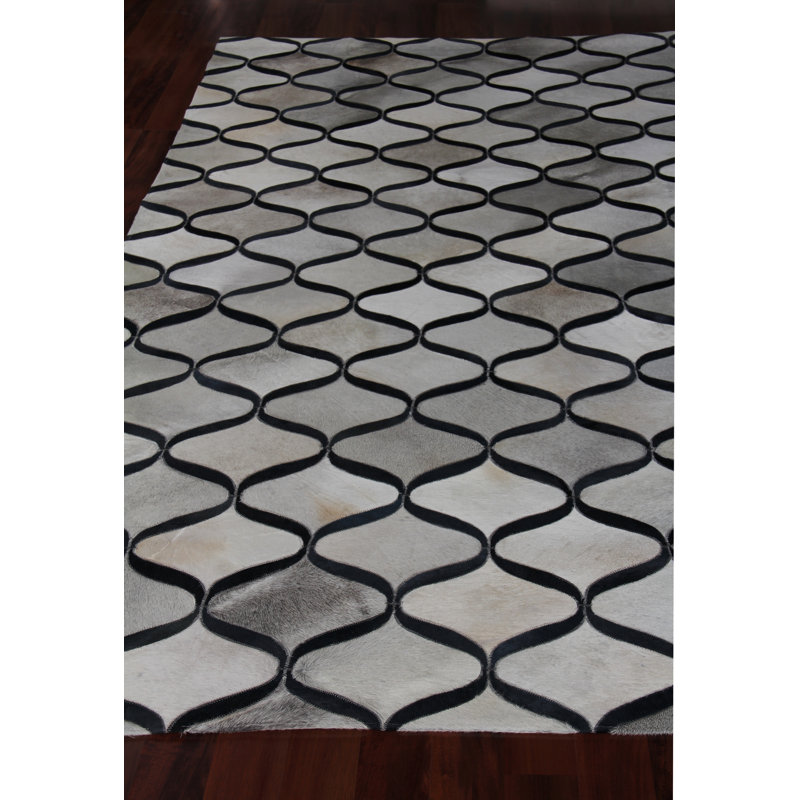 Natural Hide Cowhide Geometric Area Rug, Rectangle 11'6" x 14'6"
