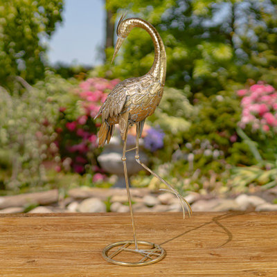 Assorted Metallic Gold Heron Garden Figurines (Set of 4)