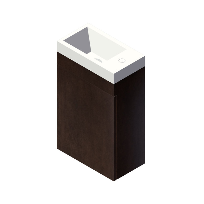 Marietta 16'' W Single Vanity, Brushed Nickel, Classic Walnut, 0 holes/Gloss White