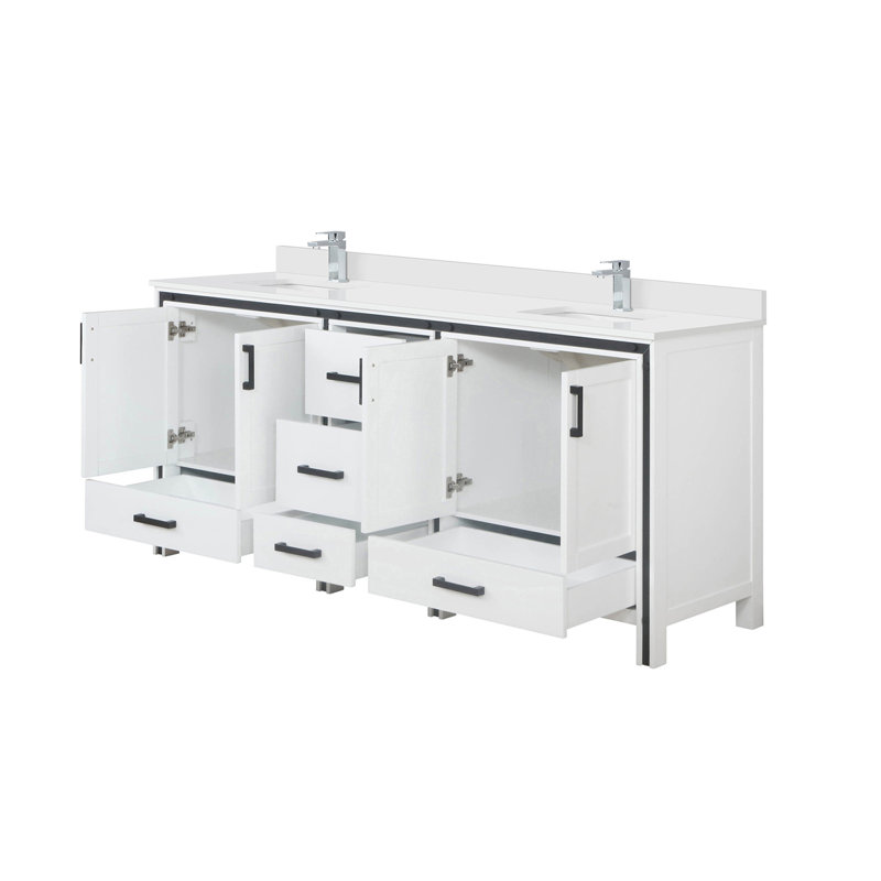 Ensemble de meuble-lavabo double avec plateau en marbre de culture et robinet