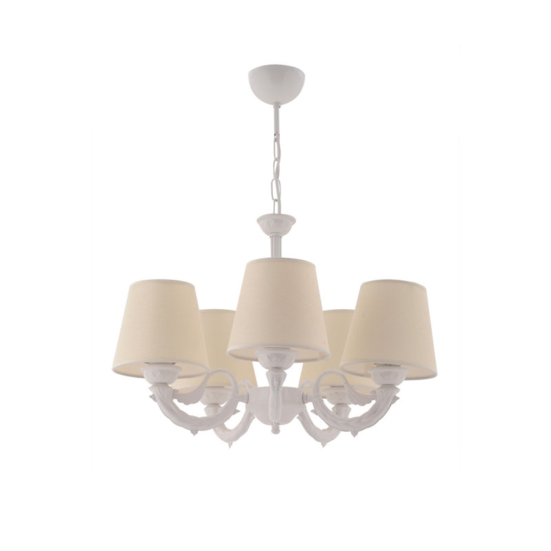 Élégant lustre blanc et crème, structure en métal, 21,7 po x 15,7 po x 25,6 po | 5 x douilles E27 de 40 W maximum | Éclairage de maison élégant, classé IP20 | Parfait pour le décor du salon et de la salle à manger, ampoule non incluse
