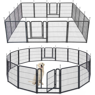 Rollick Dog Playpen for Yard, RV Camping, 32 inch 16 Panels for Small and Medium DogsPatented