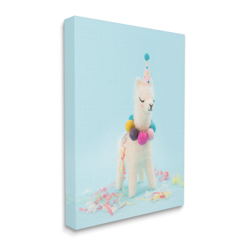 «Pastel Llama Party Hat Celebration» par Lemon & Sugar - photographie, H 48 po x l 36 po x P 1,5 po, Toile tendue
