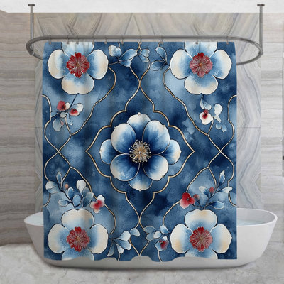 Floral Design Shower Curtain -  Floral Bathroom Decor Bohemian Boho