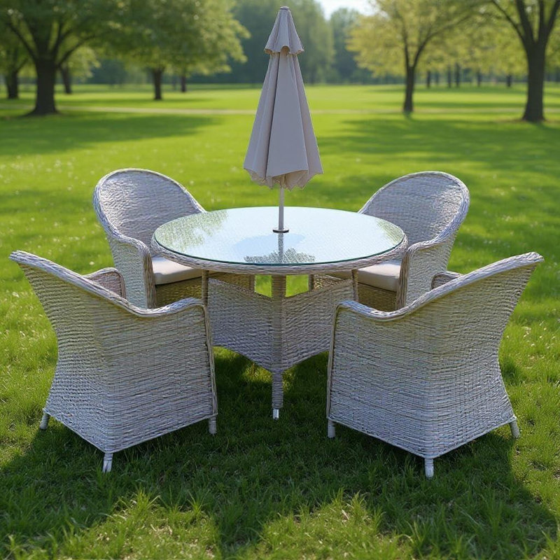 Shatchi Patio Dining Set with, 73cm H x 110cm W x 110cm D, 4