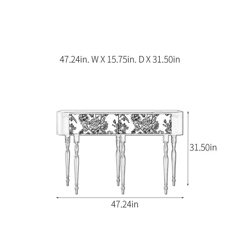 Console rétro avec 2 tiroirs, H 31,5 po x l 47,24 po x P 15,75 po