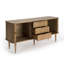 Crédence de style Mid-Century avec portes en tambour et bordure en laiton de 63 po Corrigan Studio Mandea-114979893-125475166