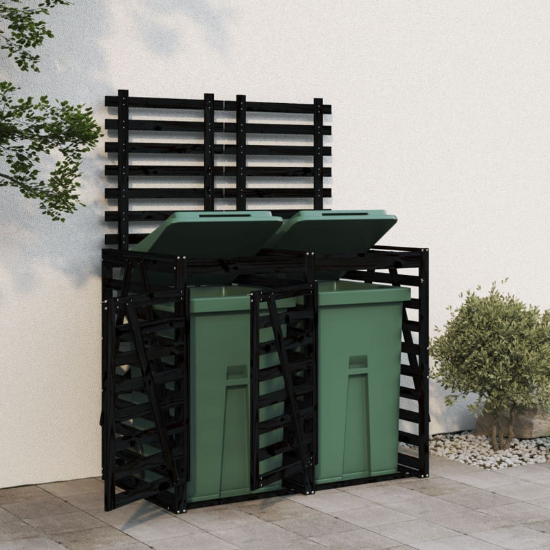 Neki Wooden Double Bin Store, Black