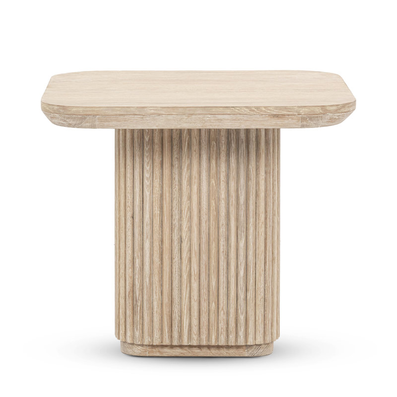 Vander Solid Wood End Table, Cream Washed
