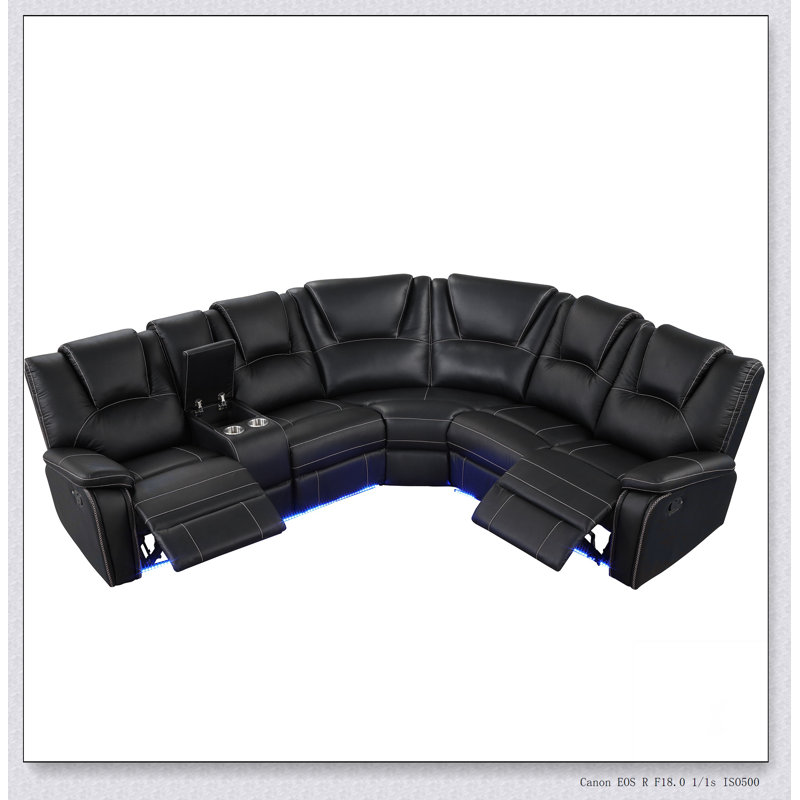 Fauteuil inclinable manuel moderne en similicuir avec console centrale et bande lumineuse DEL