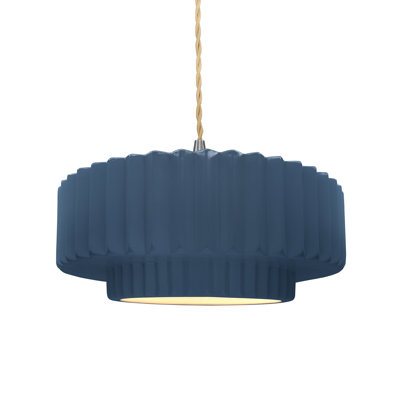 Gela 1-Light Ceramic and Metal Drum Pendant