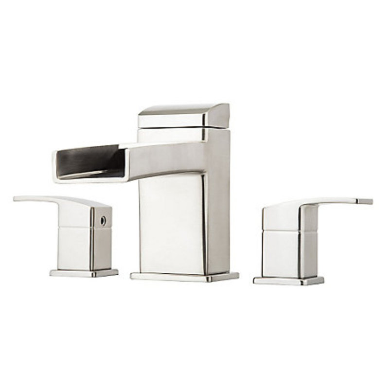 Garniture de robinet de baignoire romaine à fixation sur plateau à poignées doubles Kenzo, Nickel brossé