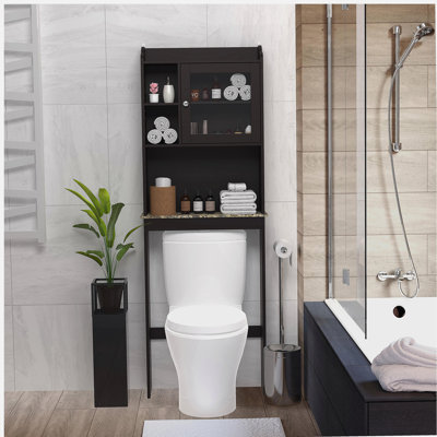 Modern Over The Toilet Space Saver Organization Wood Storage Cabinet