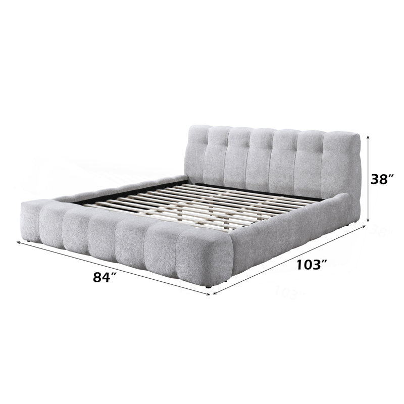 Gray Chenille Eastern King Bed