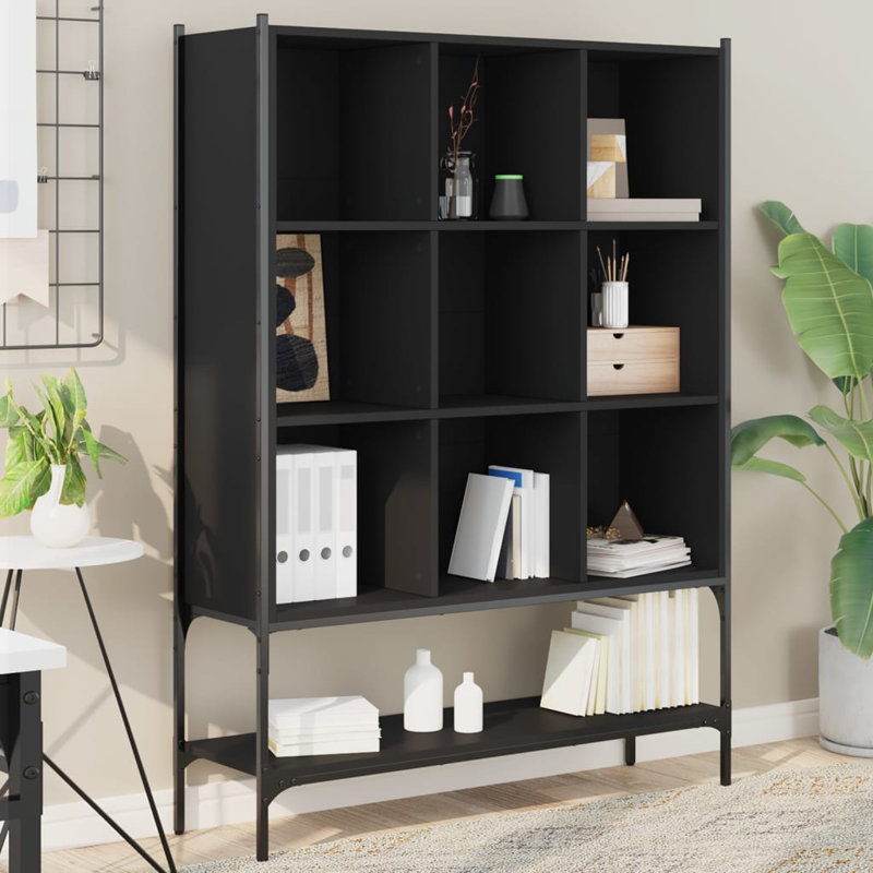 Hagley 141.5cm H x 102cm W Metal Bookcase, Black