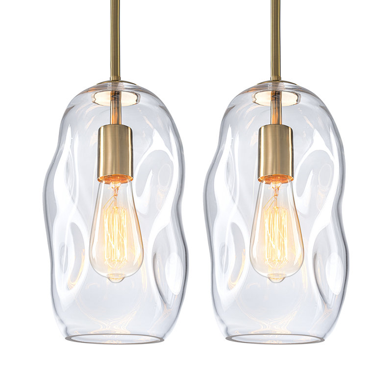 Luminaire suspendu unique à 1 lumière avec verre organique irrégulier, Paquet de 2