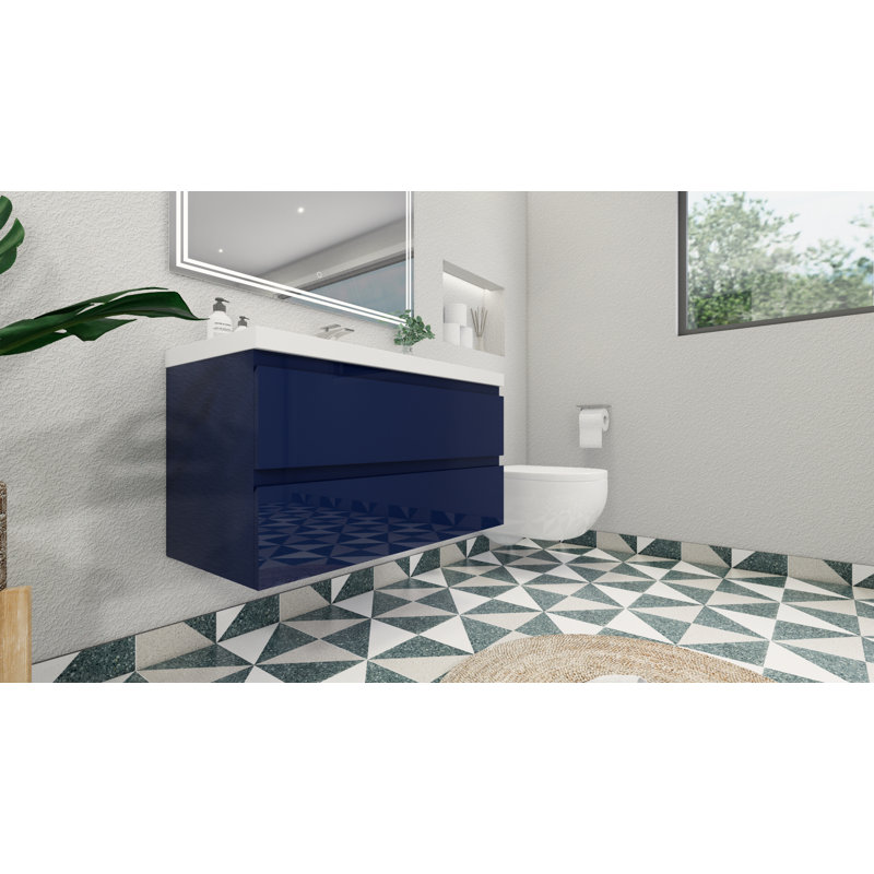 Ensemble de meuble-lavabo simple 41,75 po Curly, Bleu nuit