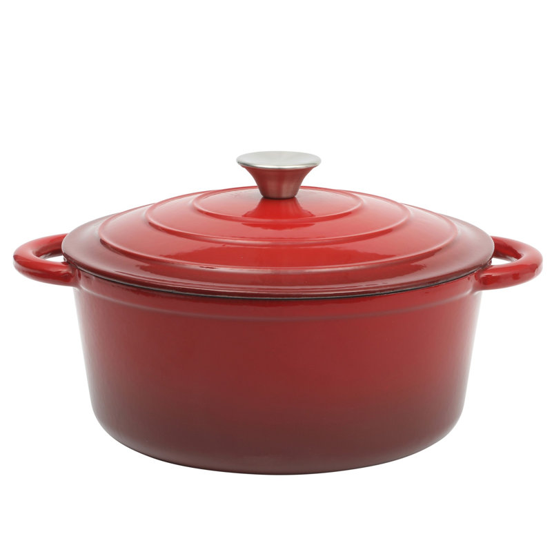 Étuve en fonte émaillée avec couvercle de 5 pintes Gibson Home Addlestone en rouge