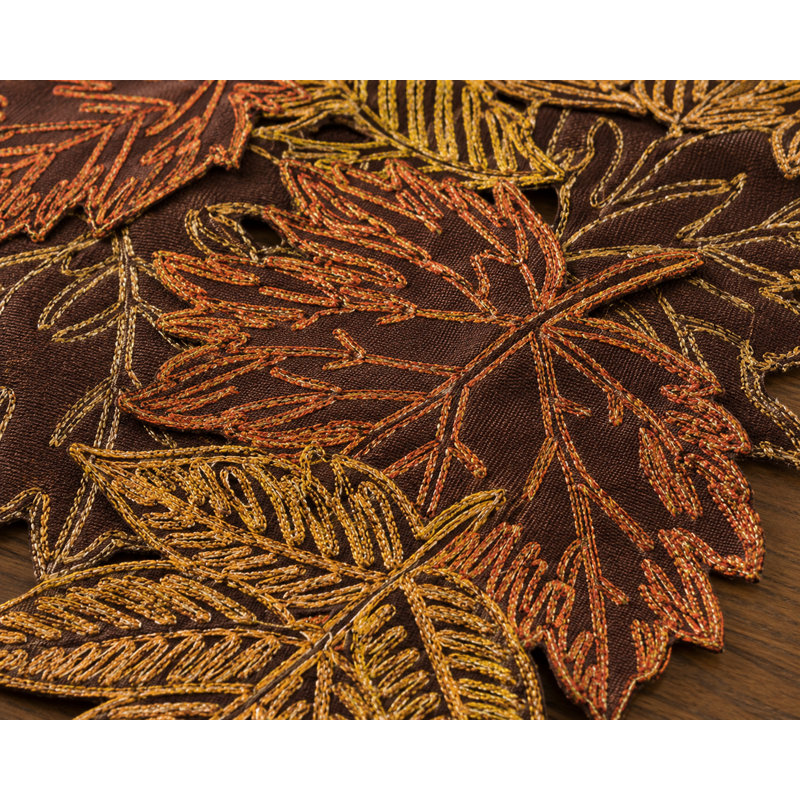 Erasmus Floral Oval Thanksgiving Table Runner, 36" L x 16" W, Brown