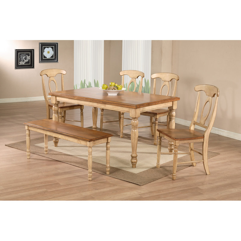 Courtdale Solid Wood Bench, Almond/Wheat, 18" H x 48" W x 14" D