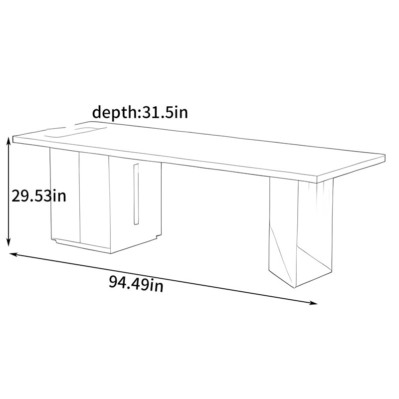 Bureau italien moderne, H 29,53 po x l 94,49 po x P 31,5 po