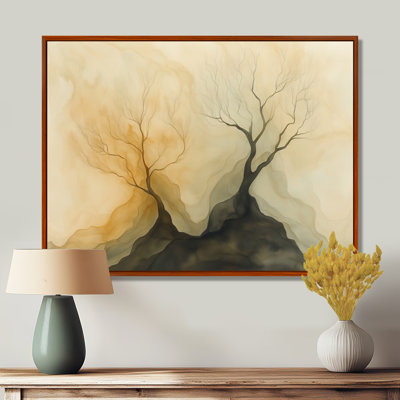 Toile avec arbre venteux, art mural silhouette d'arbre, Deilkes