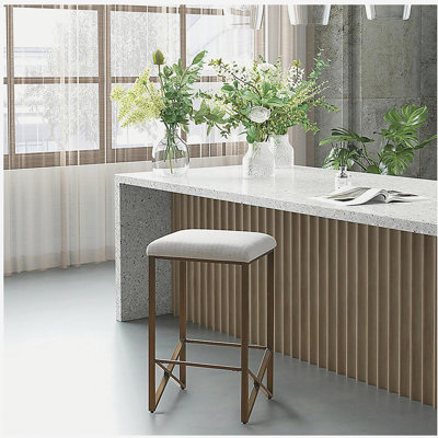 Tabouret de bar en tissu sans dossier, hauteur 26 po