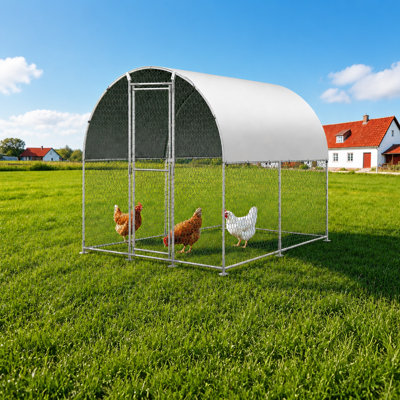 Grand poulailler en métal avec bâche imperméable et résistante aux UV et porte anti-torsion