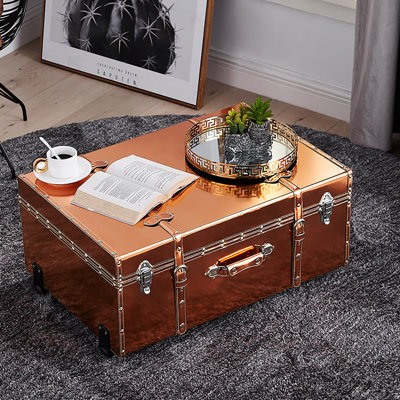 Texture Brand Designer Trunk with Wheels - Metallic