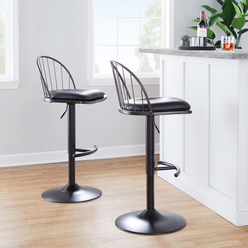 Tabouret de bar rotatif à hauteur ajustable Lakyia, Brun