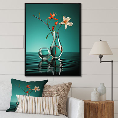 Vase de fleurs turquoise - impression