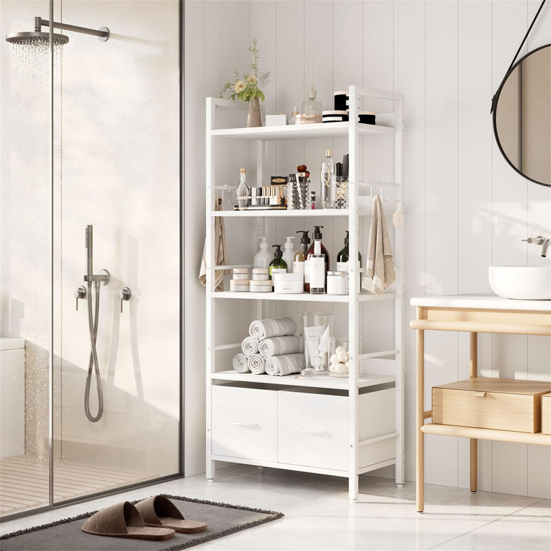 154cm H x 30cm W Metal Bookcase, White