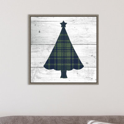 " Nordic Holiday XVI Plaid Navy Green (Christmas Tree) " by Beth Grove Painting Print