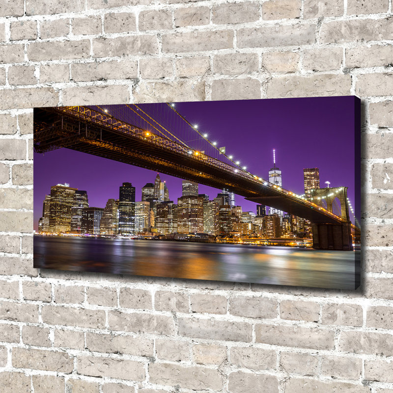 Manhattan By Night - Wrapped Canvas Print