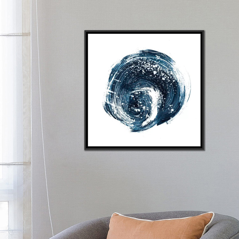 « indigo nebula i », impression sur toile, H 18 po x l 18 po x P 1,5 po, Toile avec cadre noir, Pas de tapis