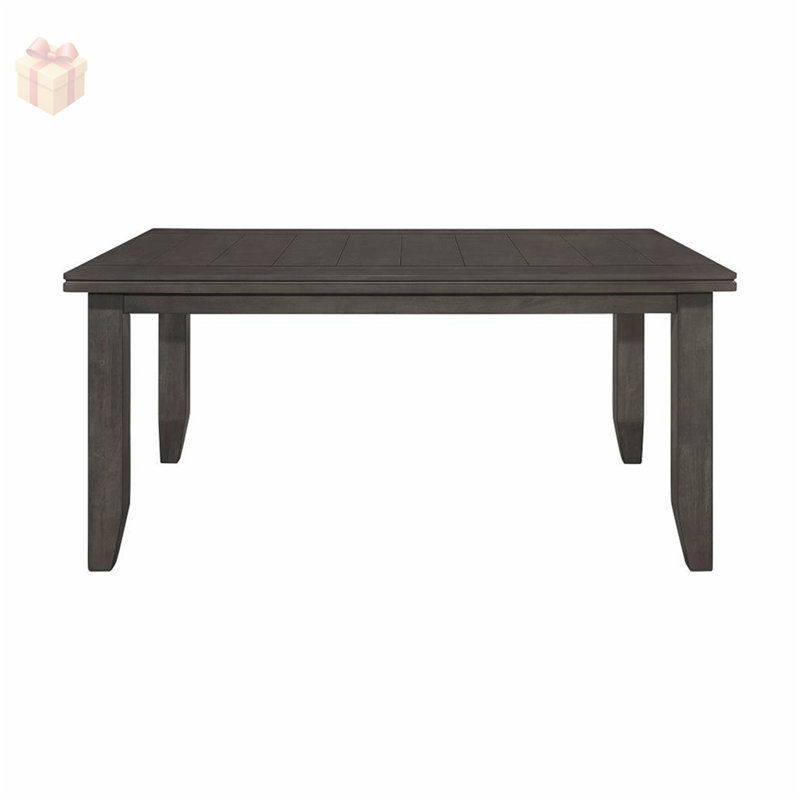 Table de salle à manger rectangulaire en bois durable de 66 pouces avec finition gris foncé, parfaite pour les espaces rustiques et contemporains.