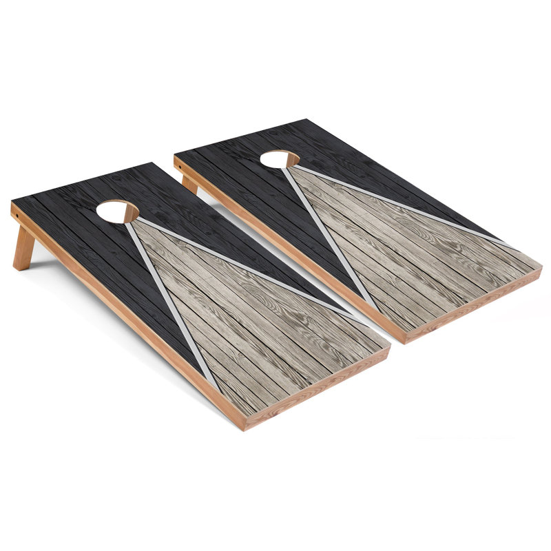 Red And Kelly Pyramid Cornhole Boards With LED Lights, Dark Grey