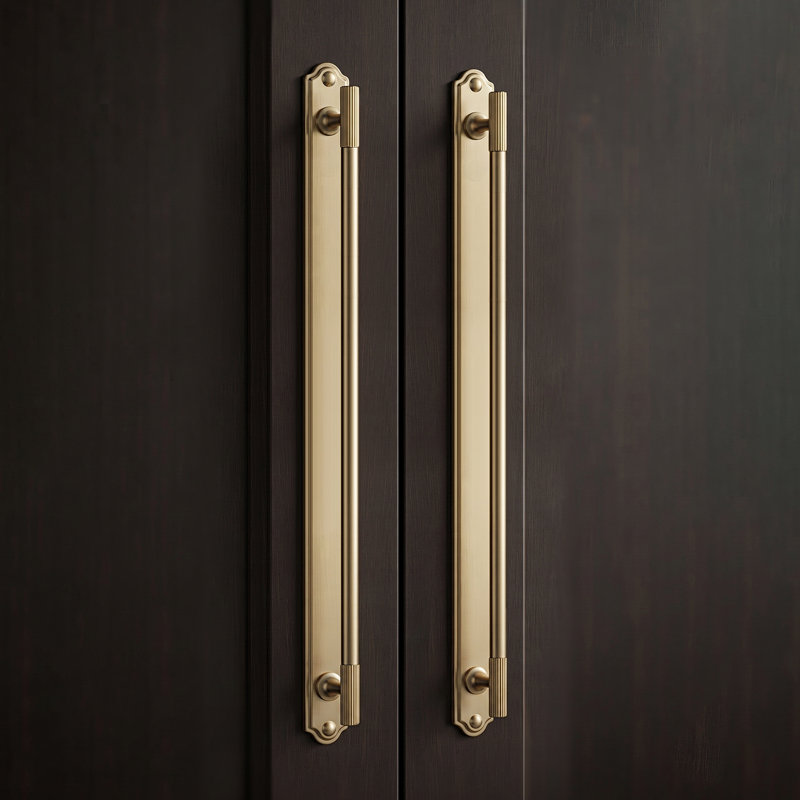 Solid Zinc Alloy Sturdy Bar Pull With Backplate, 12.6, Champagne Bronze