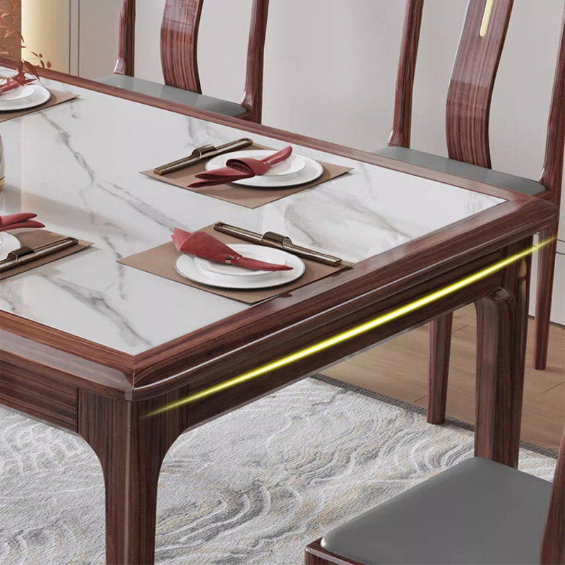 Simple Rectangular Rock Slab Dining Table Sets, 29.5"H x 53.1"L x 31.5"W