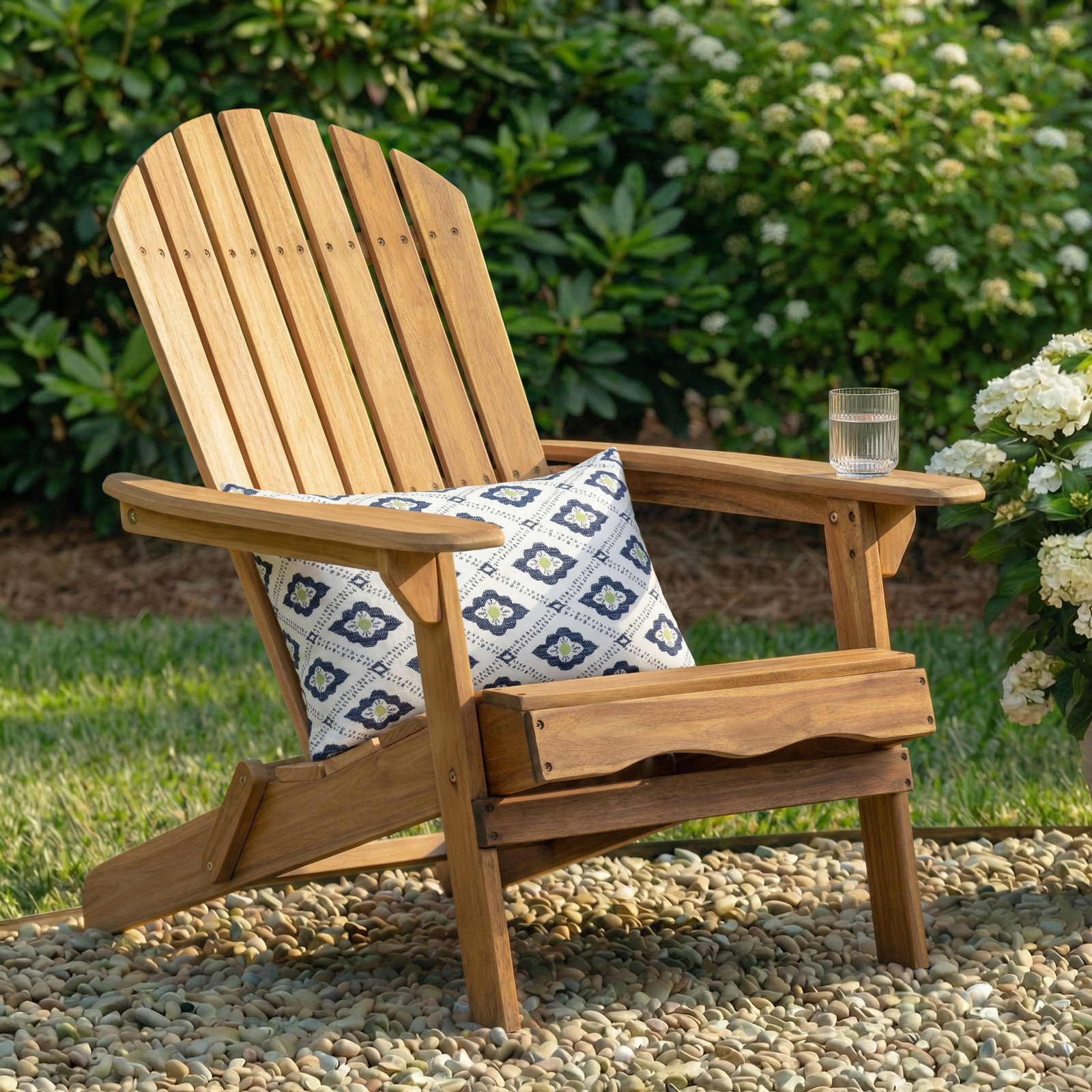 Teigan Acacia Outdoor Adirondack Chair, Dark Gray 1