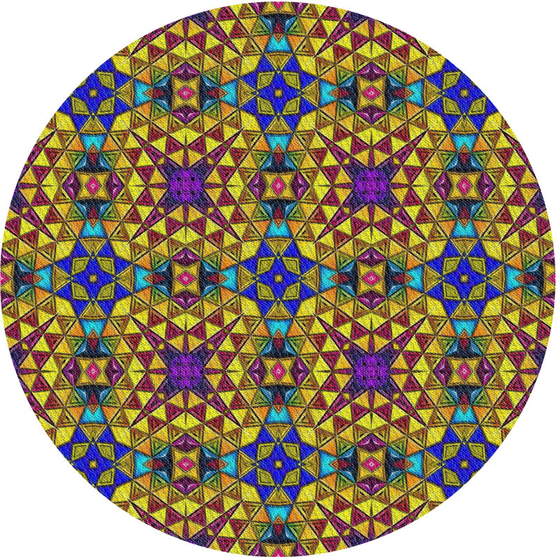 Tapis vert / mauve / bleu Boukra, Rond 6 pi