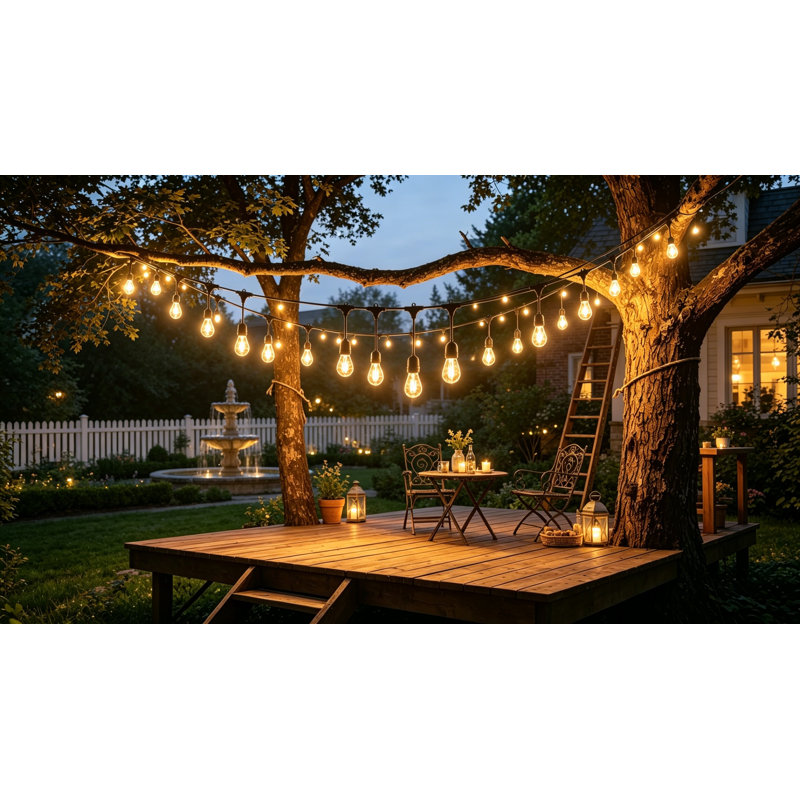 75FT Outdoor String Lights, 24 S14 LED Bulbs, IP65 Dimmable Warm White