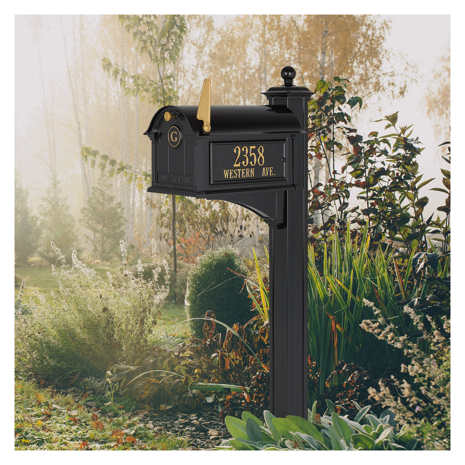 Balmoral Post Mounted Mailbox, Black, Yes