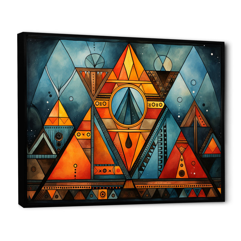 Motif tribal africain I sur toile, H 34 po x l 44 po x P 1,5 po, Cadre flottant noir