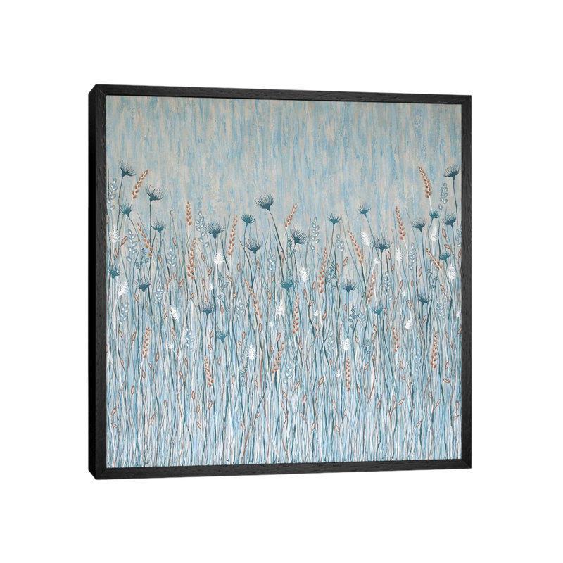 Coastal Wild Flowers by Lisa Frances Judd - Painting on Canvas, Black Floater Framed, 93.98cm H x 93.98cm W x 3.81cm D